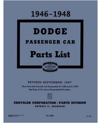 Illustrated Factory Parts Manual for 1946-1948 Dodge Passenger Cars
