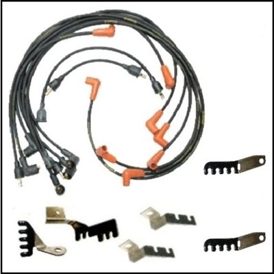 15-piece MoPar date-coded spark plug wire and routing bracket set for ...